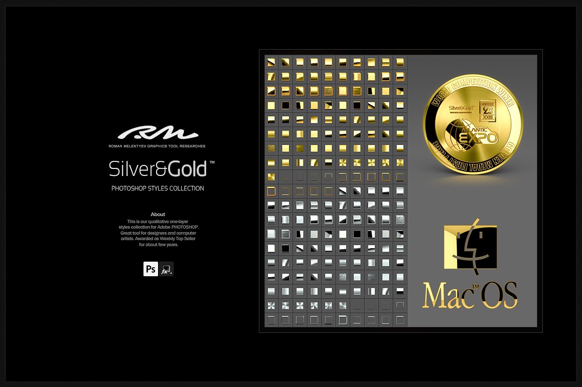 逼真金属图案设计素材RM Silver & Gol