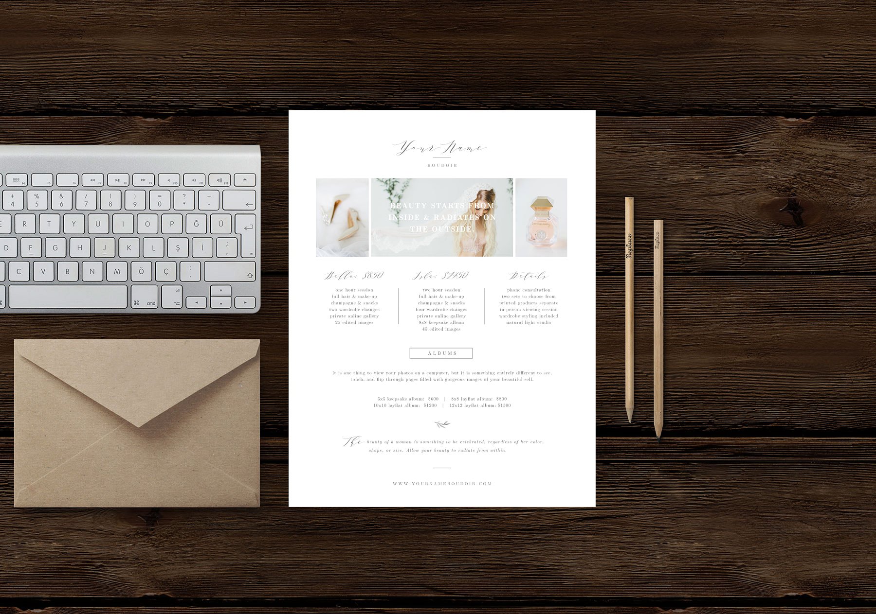 Boudoir Pricing Guide Template