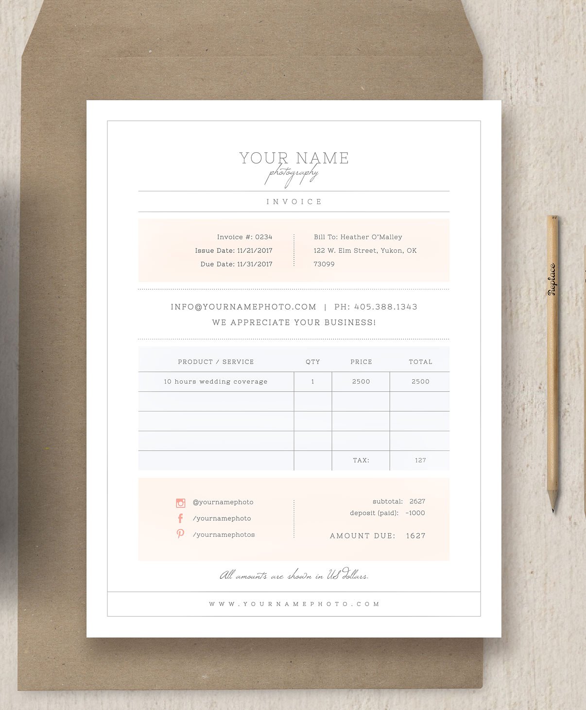 Photographer Invoice Template