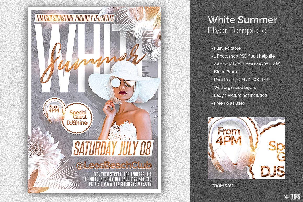 White Summer Flyer PSD