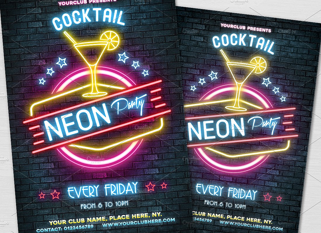 Neon Cocktail Party Flyer