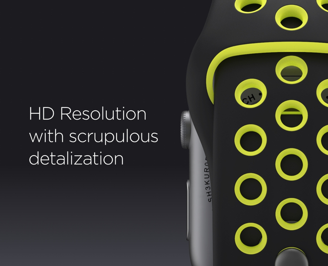 多角度运动品牌耐克苹果iWatch手表贴图样机模型Apple