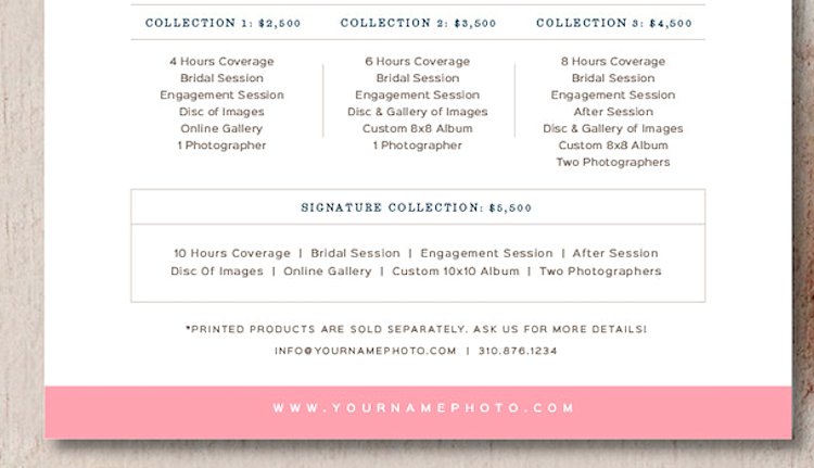 Price List for Wedding Photogr