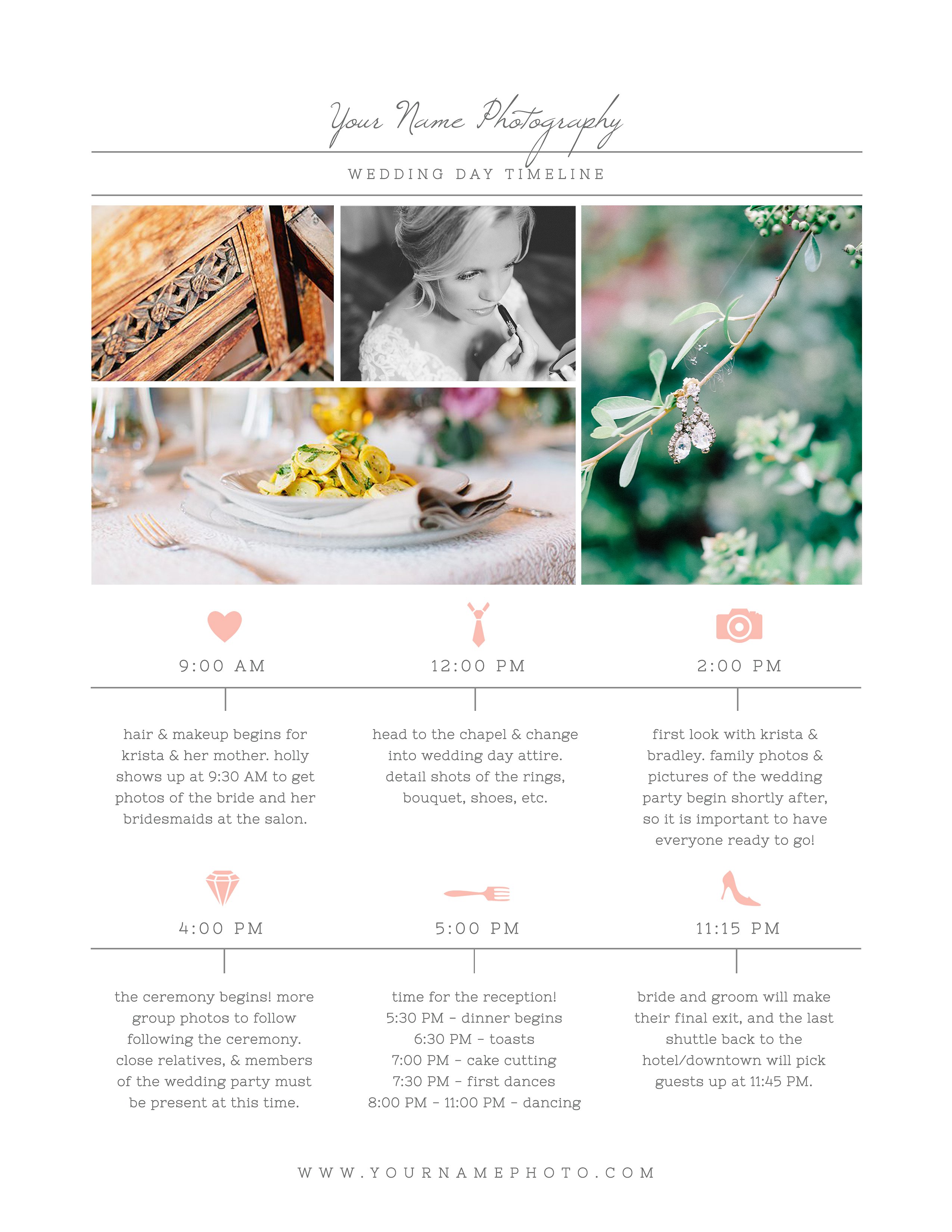 Wedding Photographer Timeline