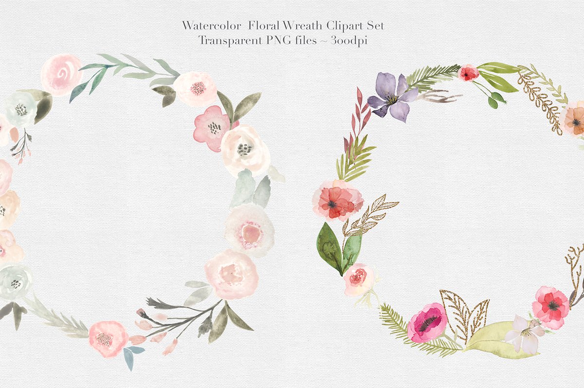 Watercolor Floral Wreaths Vol.