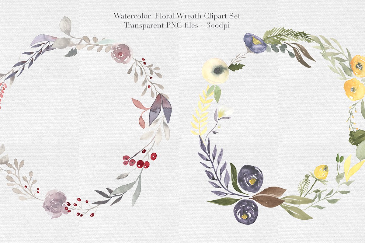 Watercolor Floral Wreaths Vol.