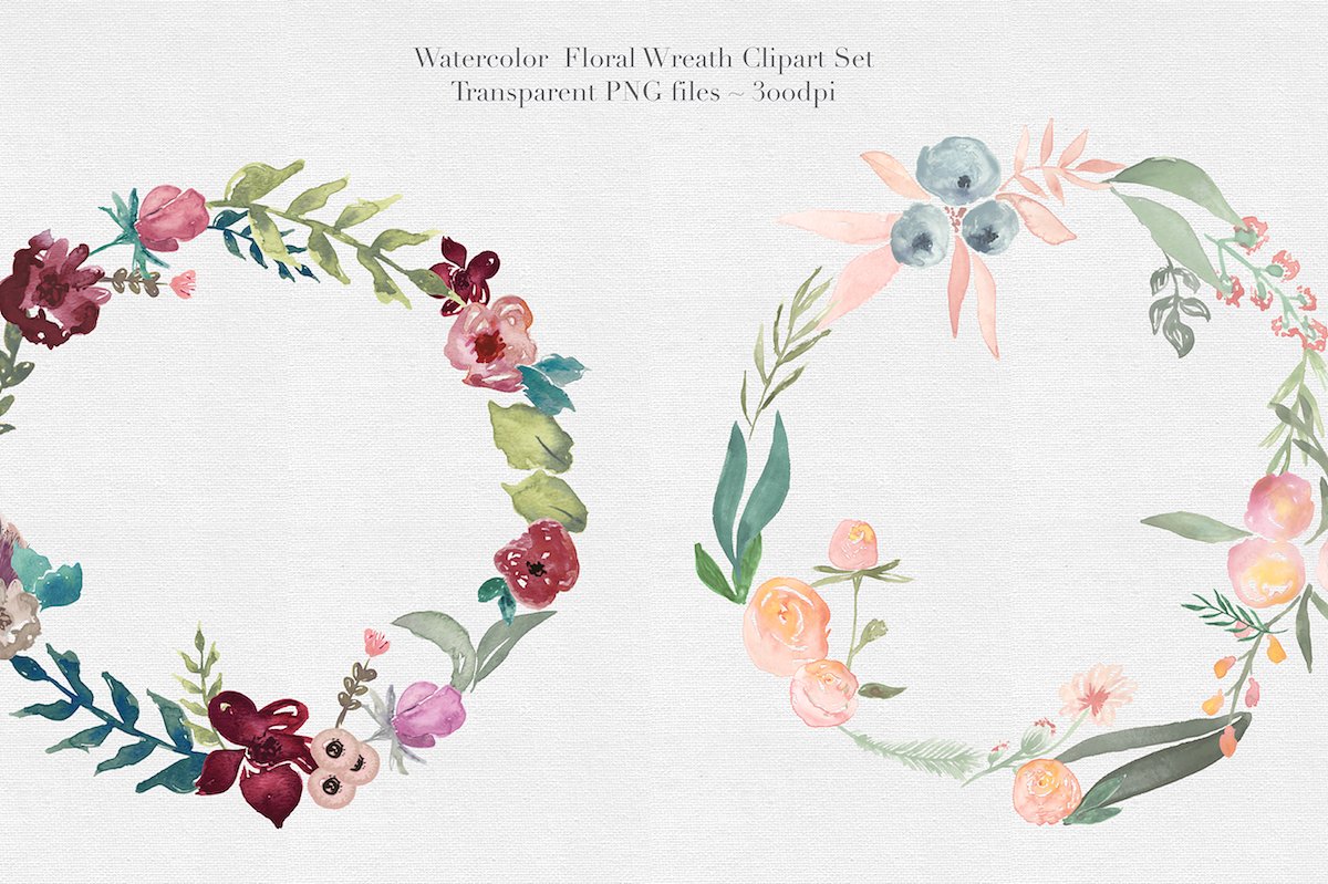 Watercolor Floral Wreaths Vol.