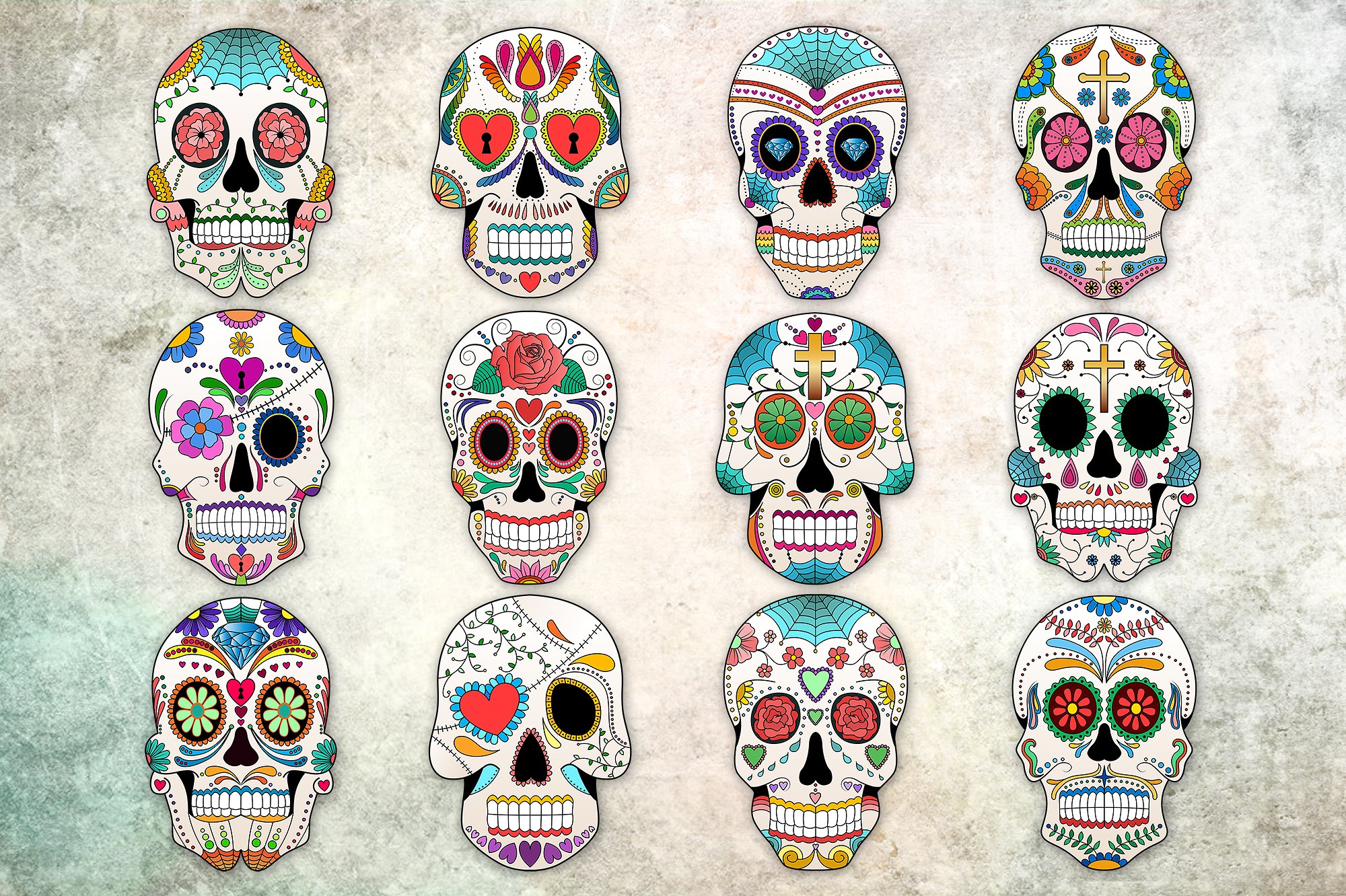 Sugar Skulls Vector -amp; PNG