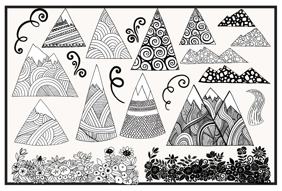 手绘自然元素设计素材Whimsical Mountain V
