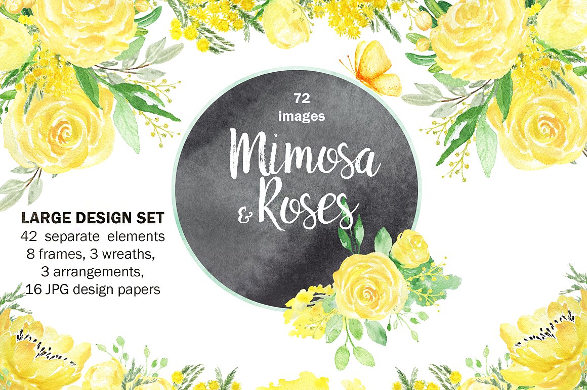 Mimosa -amp; roses yellow flo