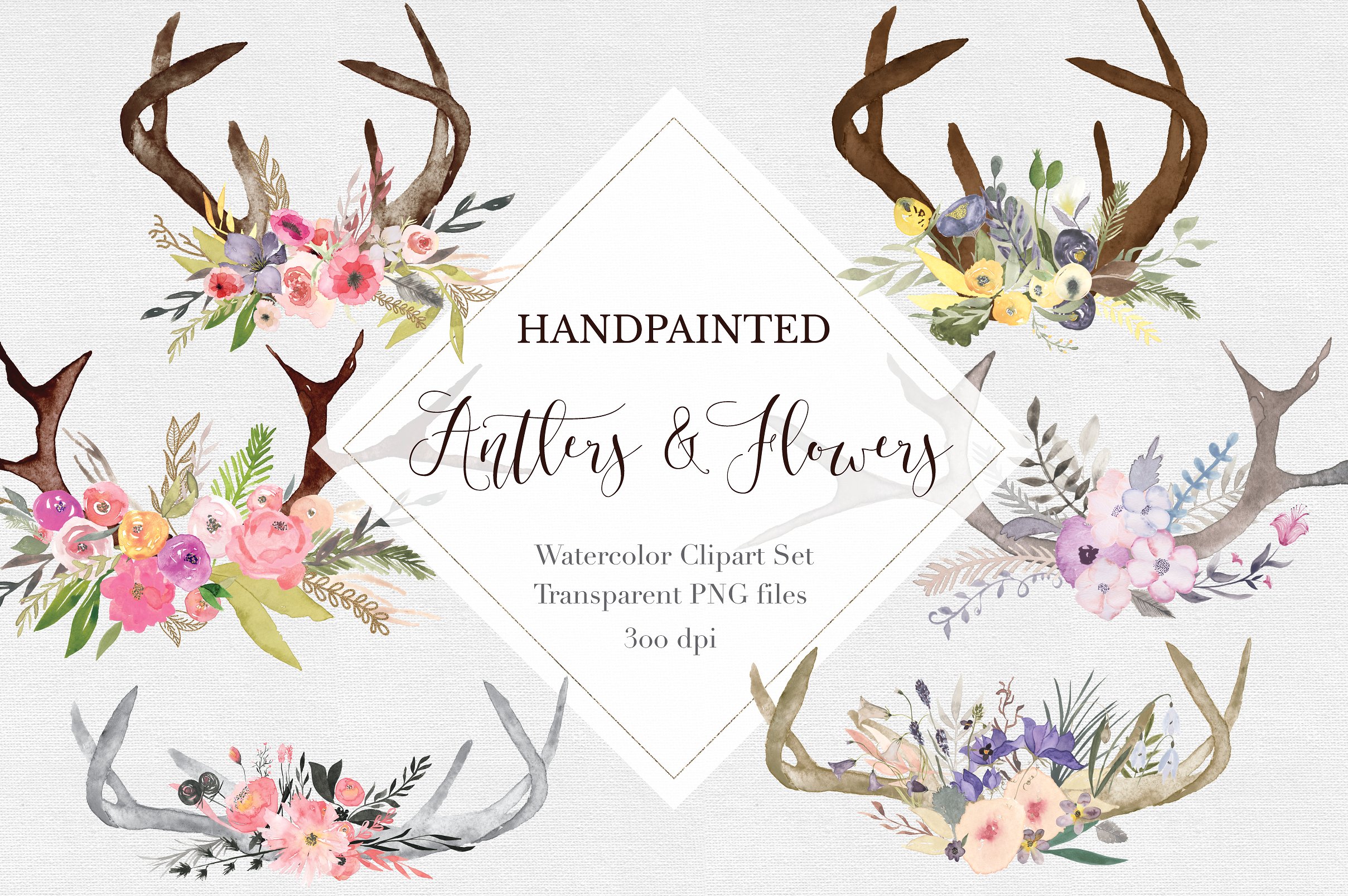 Hand painted Antler Clipart Se