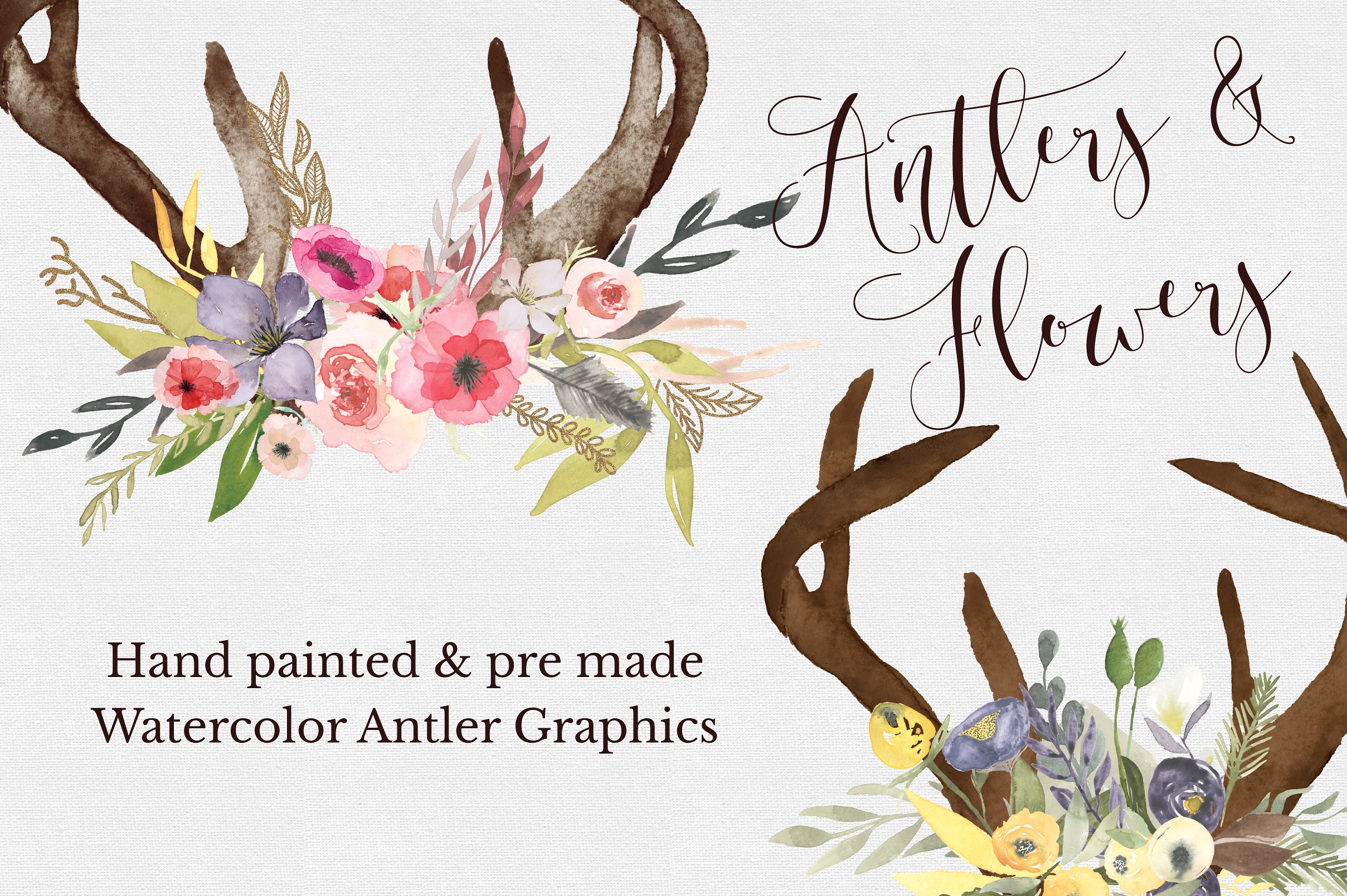 Hand painted Antler Clipart Se