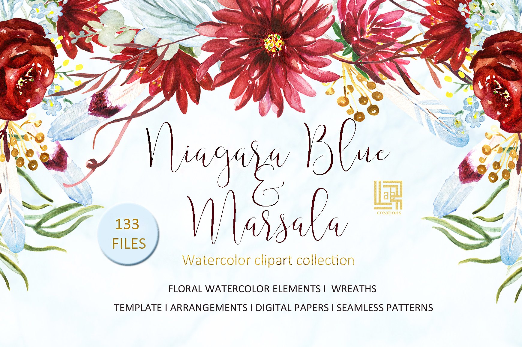 Marsala and Niagara blue water