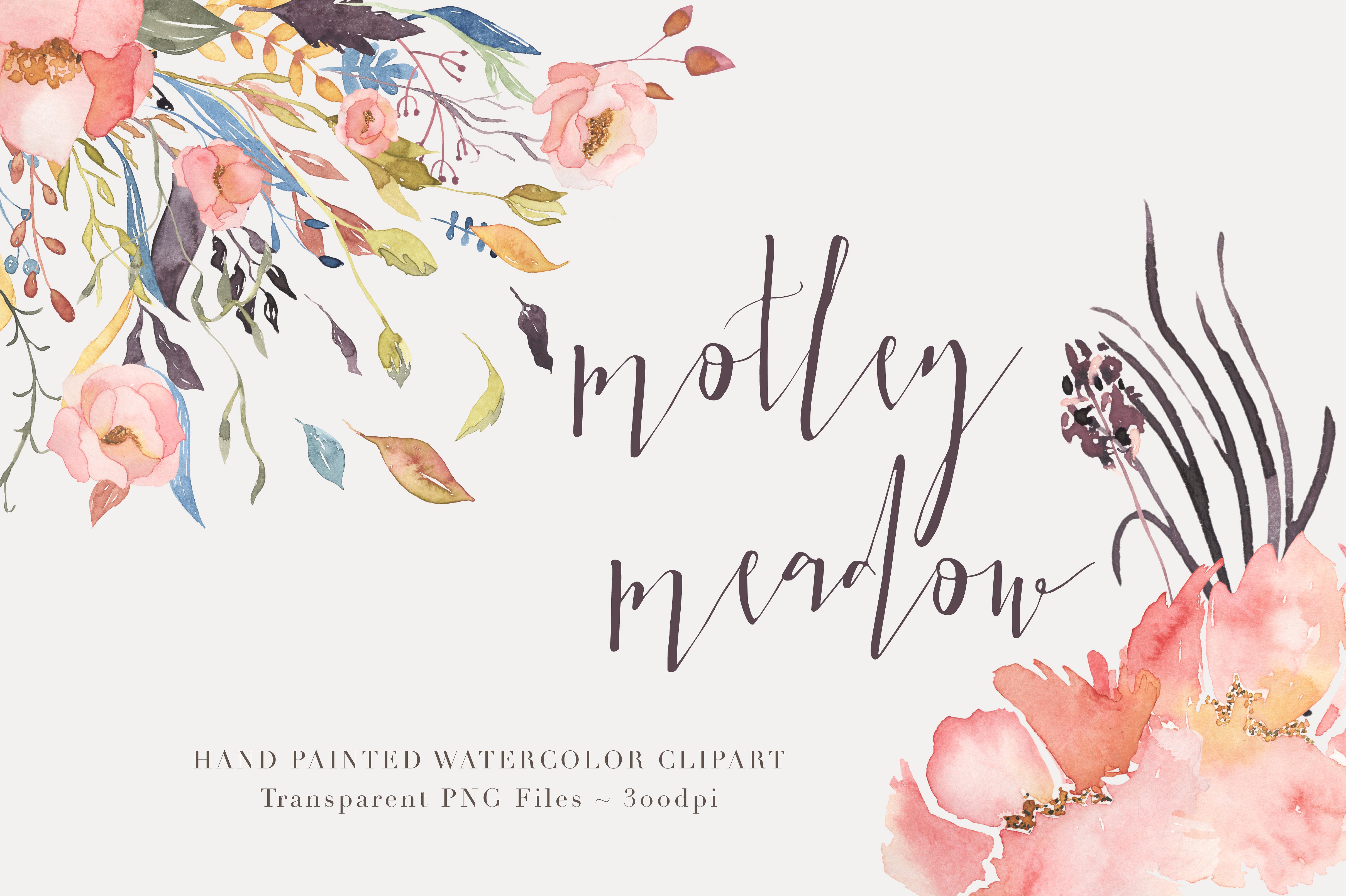 Watercolor Floral Clipart - Mo