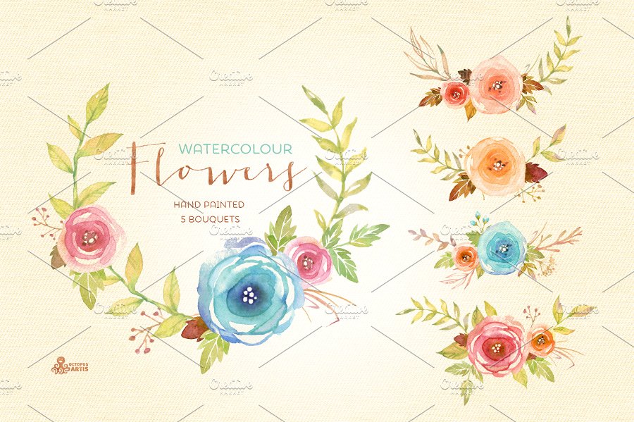 Watercolor Flowers Pack