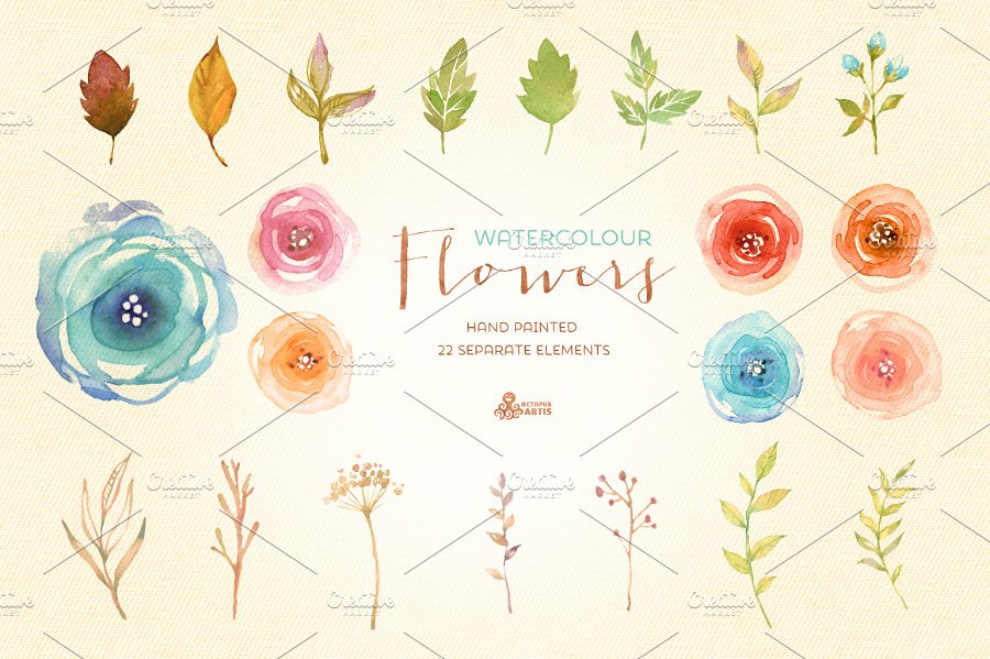 Watercolor Flowers Pack