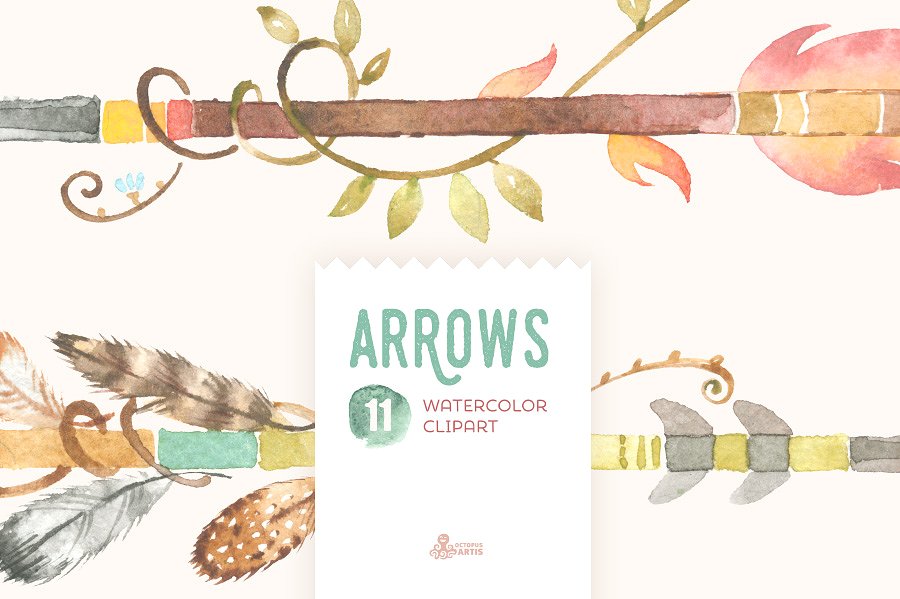 手绘水彩箭头设计素材Arrows Watercolor Cl