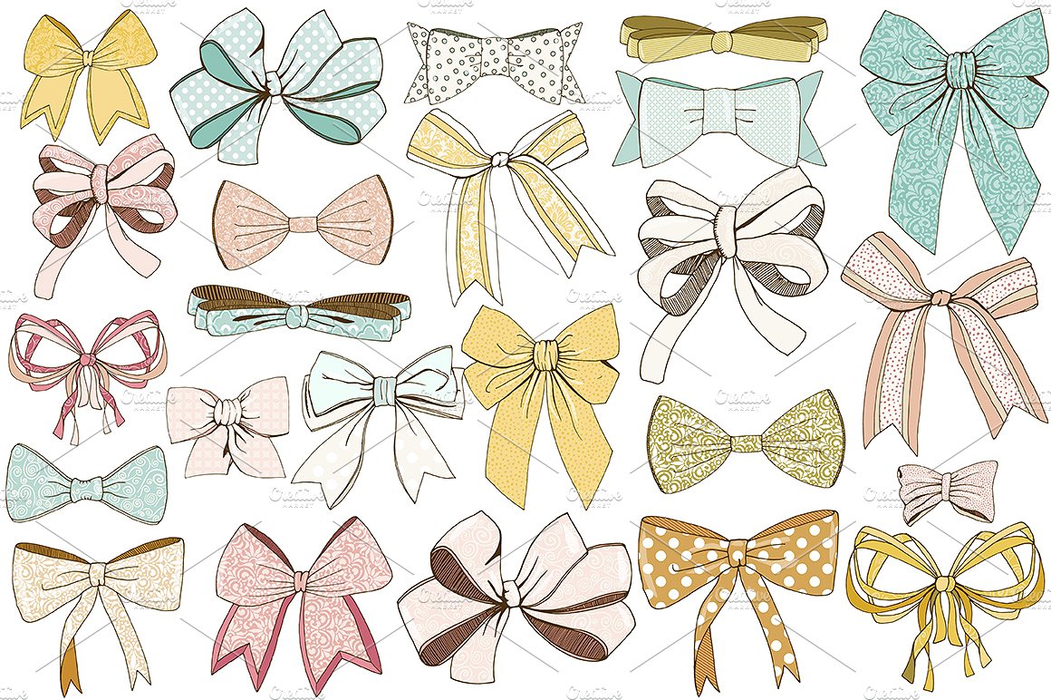 Tied Bow Clip Art Hand-Drawn R