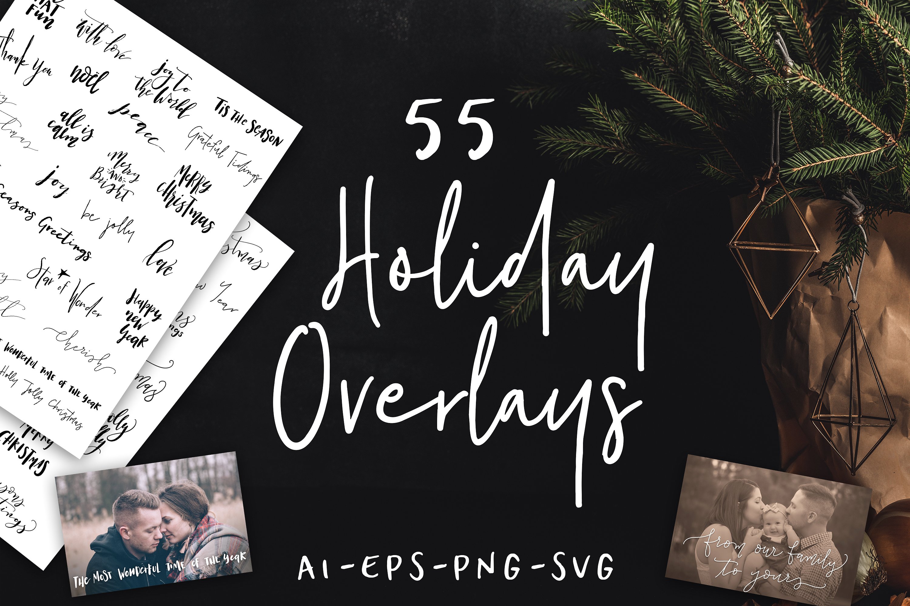 55 Hand Lettered Holiday Overl