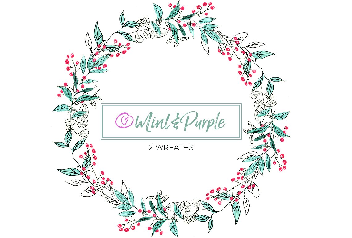 Mint and Purple Watercolor Flo