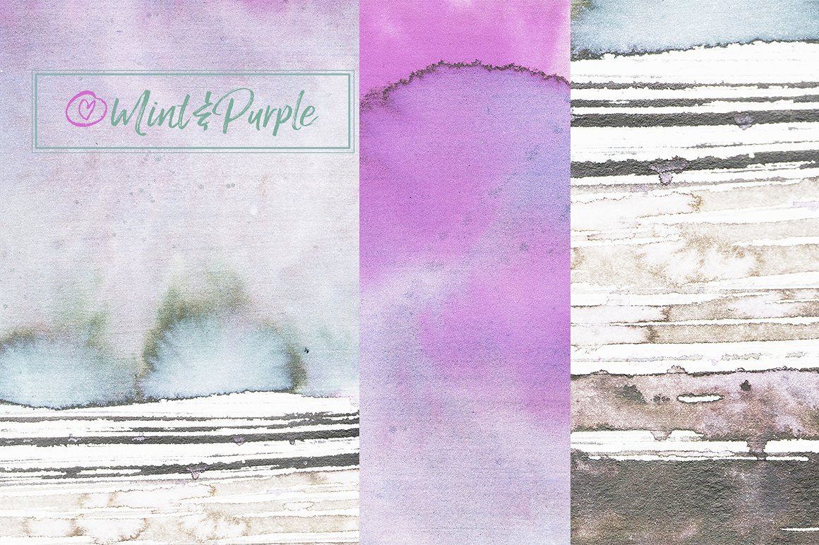 Mint and Purple Watercolor Flo