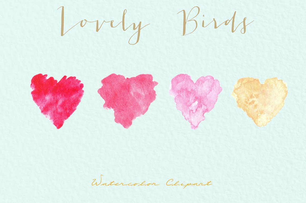 Lovely birds.Watercolor clipar