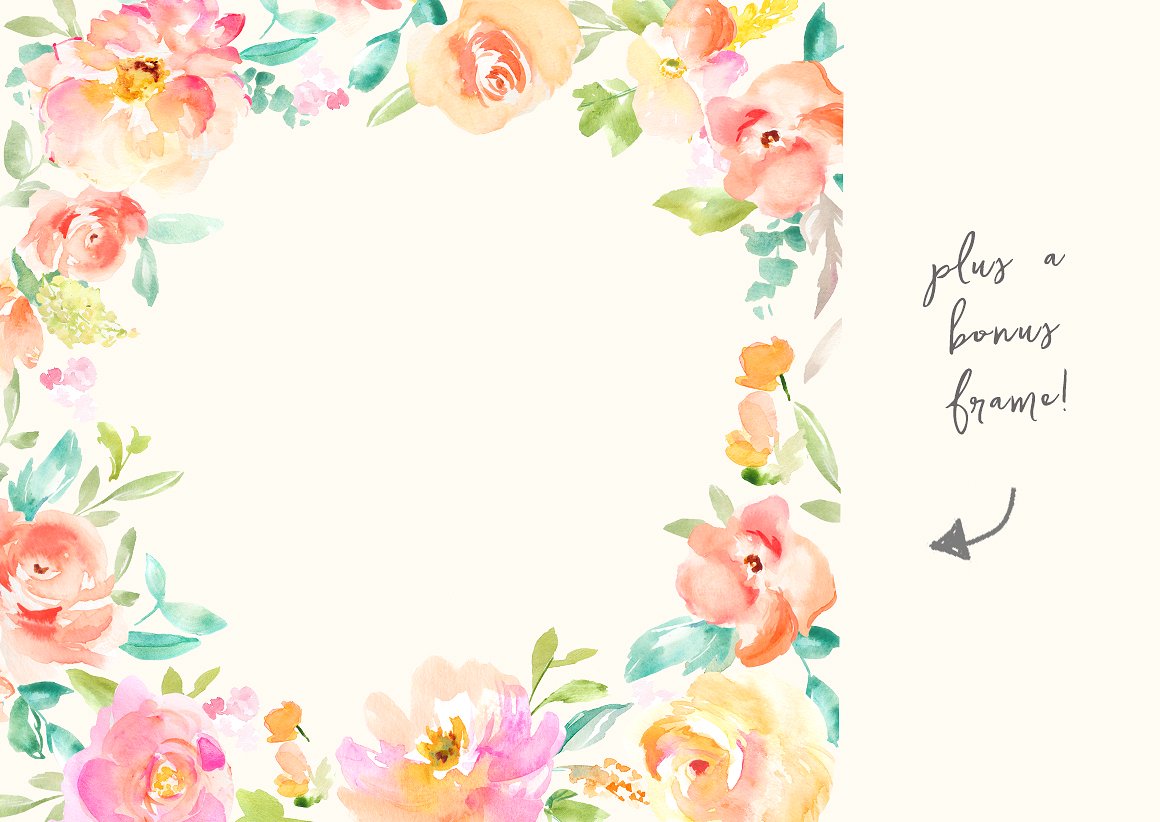 Peonia Watercolor Flowers Set