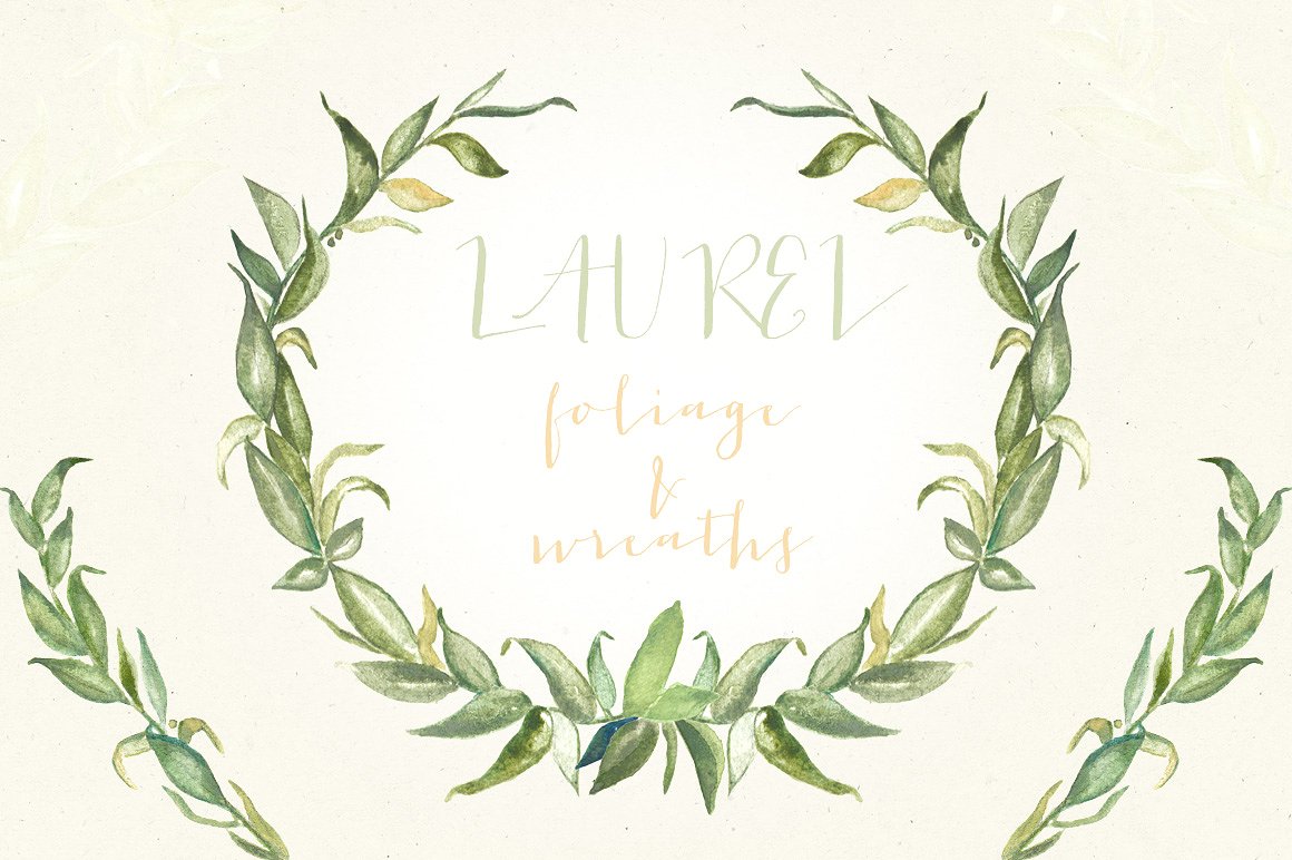 Laurel foliage wreaths illustr