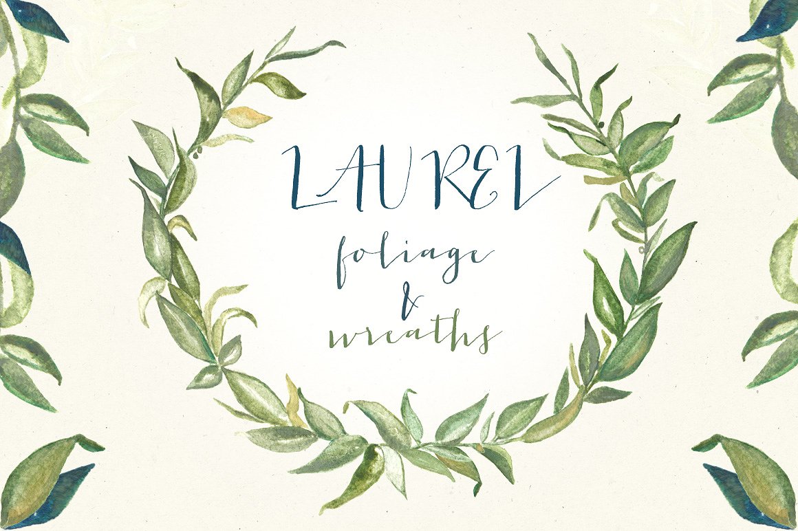 Laurel foliage wreaths illustr