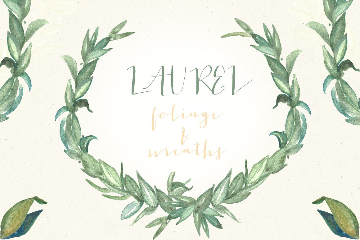 Laurel foliage wreaths illustr