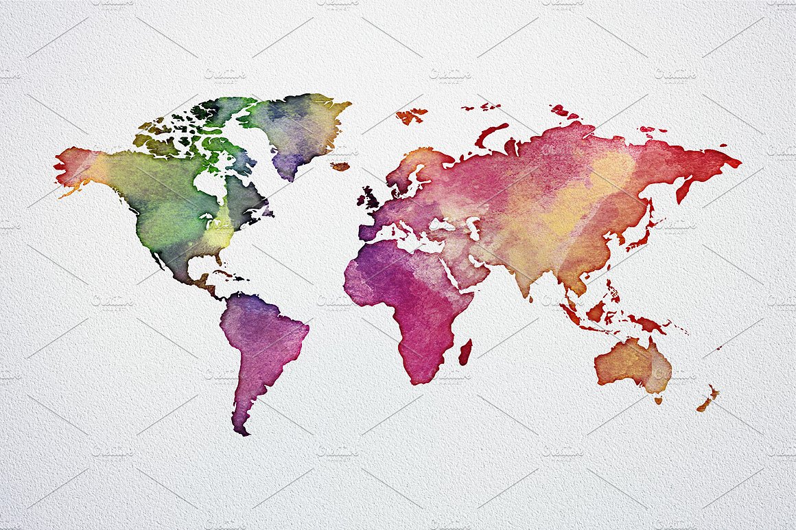 Watercolor World Map Poster Pa