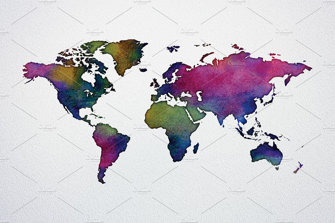 Watercolor World Map Poster Pa