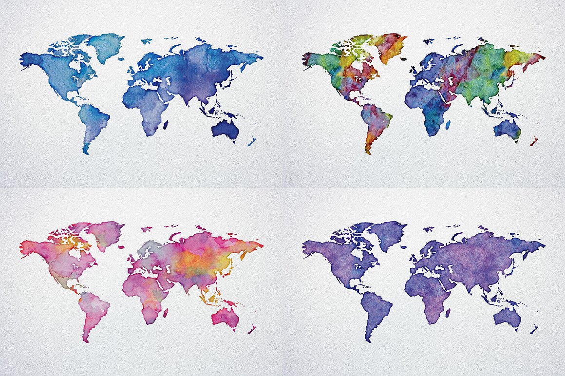 Watercolor World Map Poster Pa