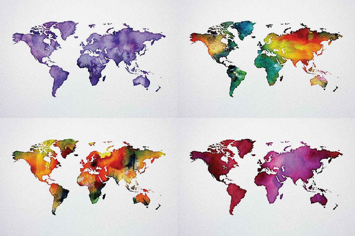 Watercolor World Map Poster Pa