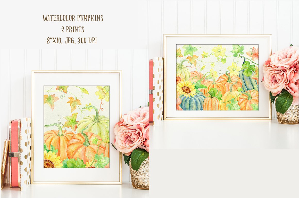 Watercolour Clipart Pumpkins