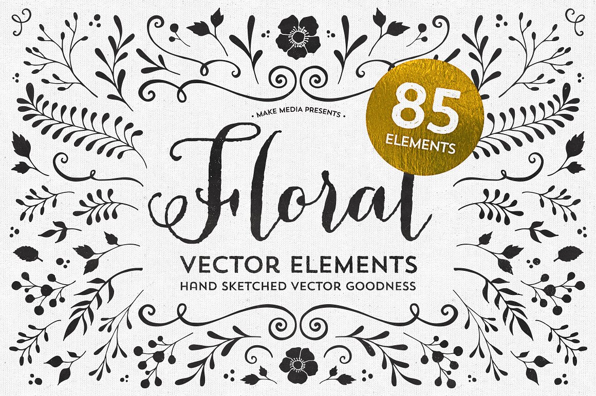 85 Hand Sketched Floral Vector