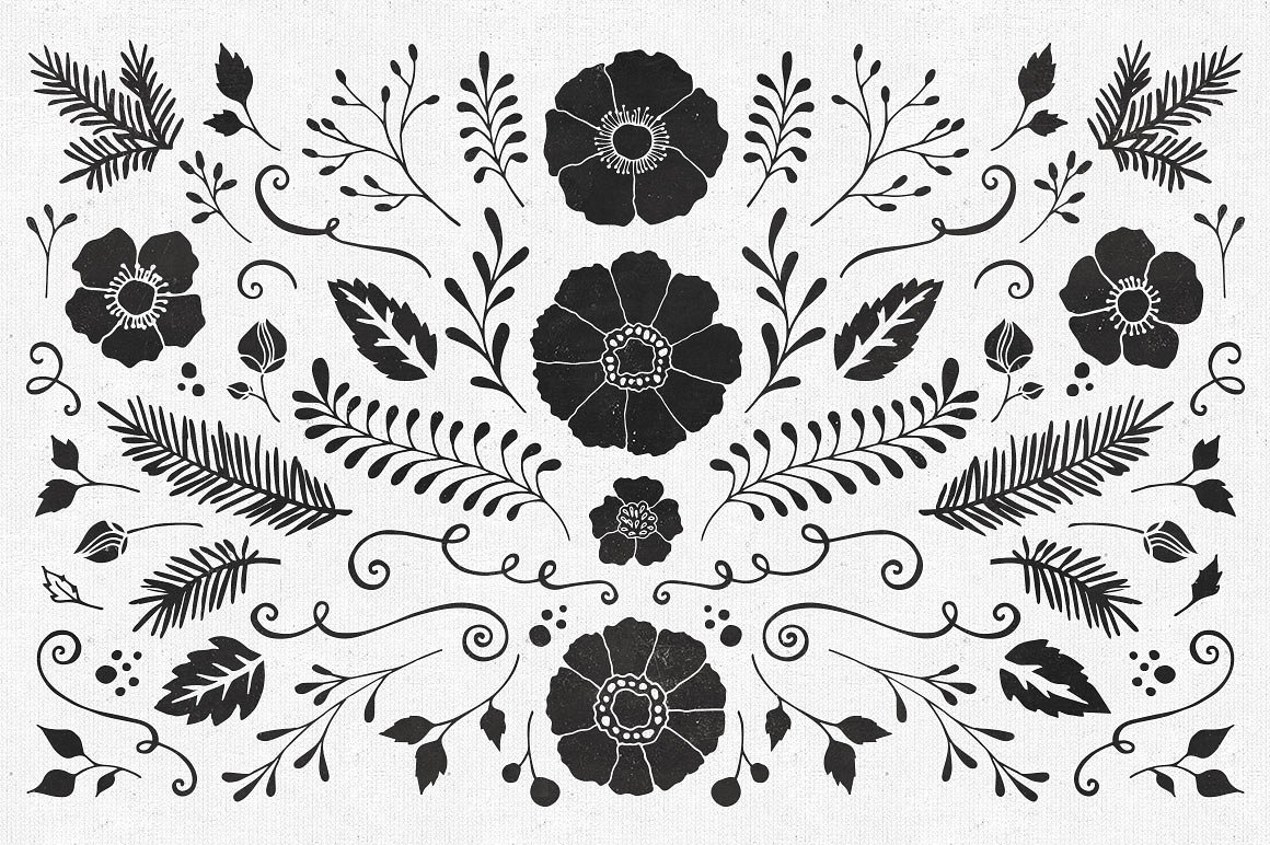 85 Hand Sketched Floral Vector