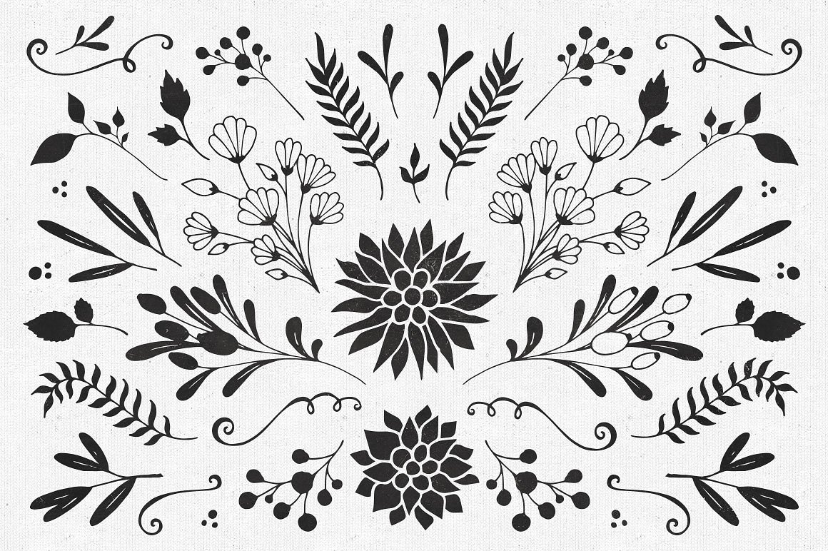 85 Hand Sketched Floral Vector