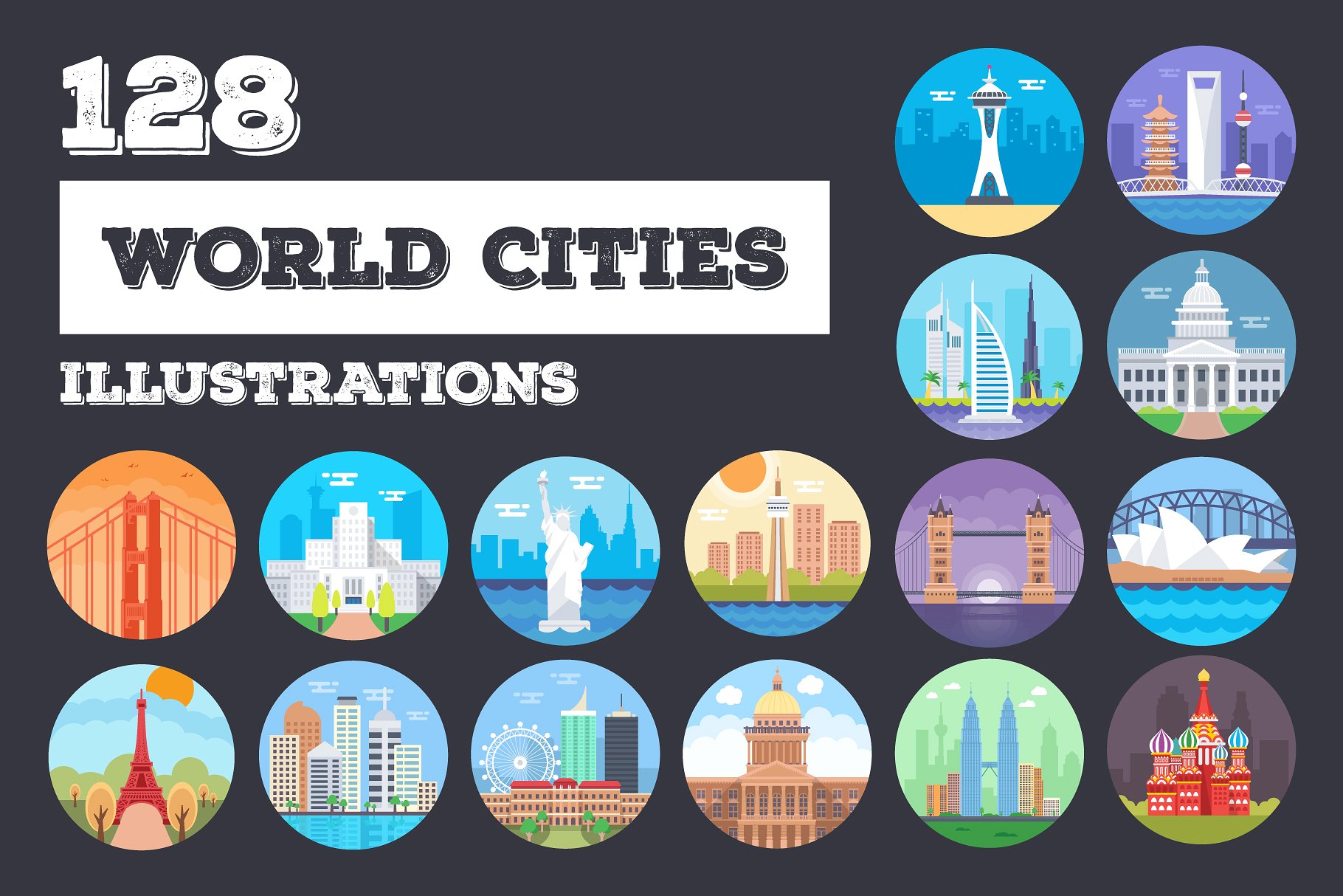 125 World Cities Illustration