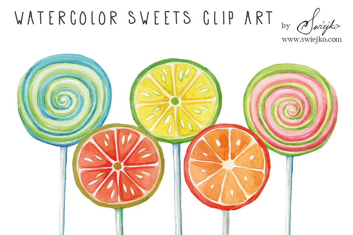 Watercolor Clip Art,Lollipop