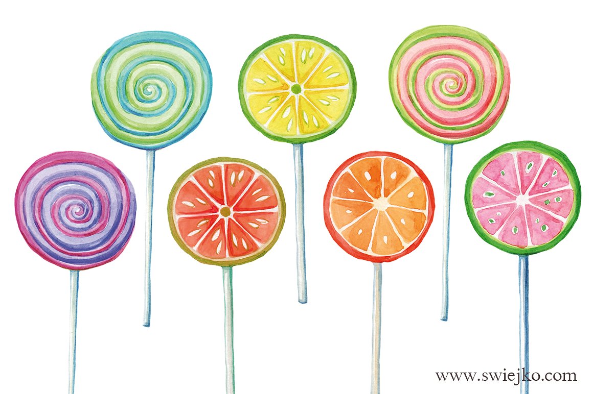 Watercolor Clip Art,Lollipop