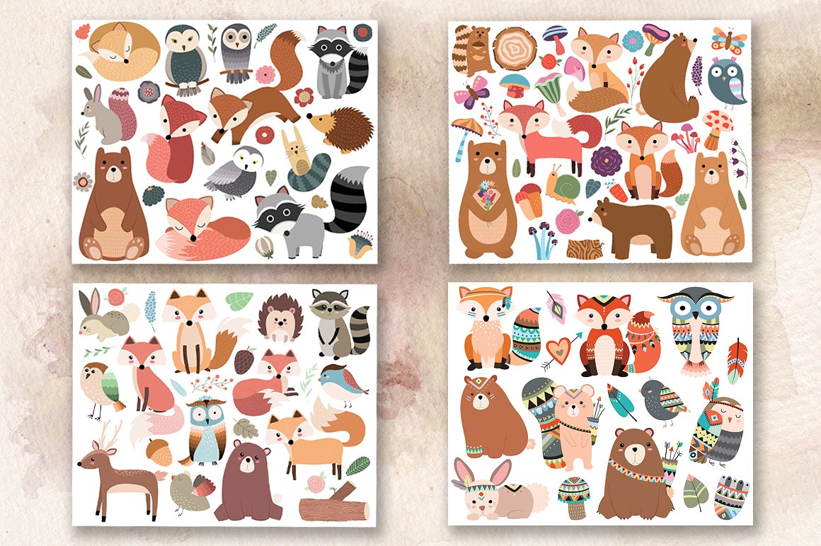 110 pc Huge Woodland Clipart S