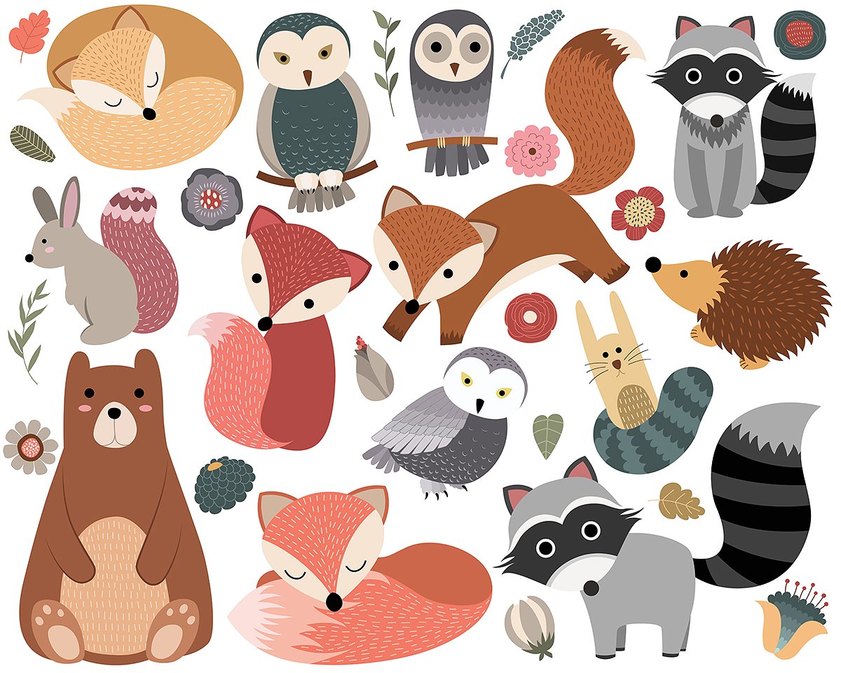 110 pc Huge Woodland Clipart S