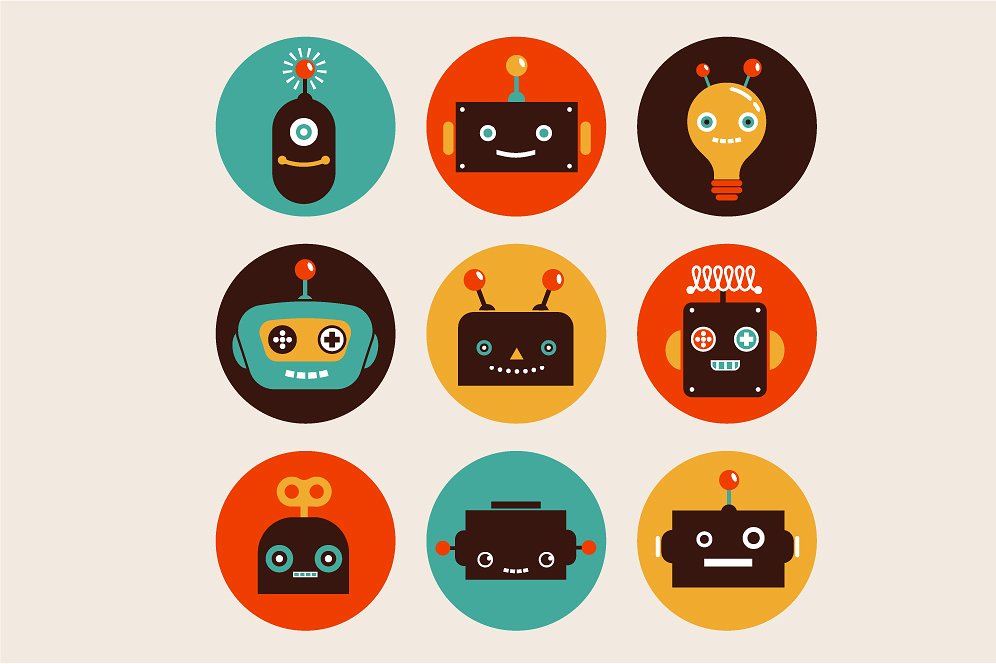 Vintage robots set