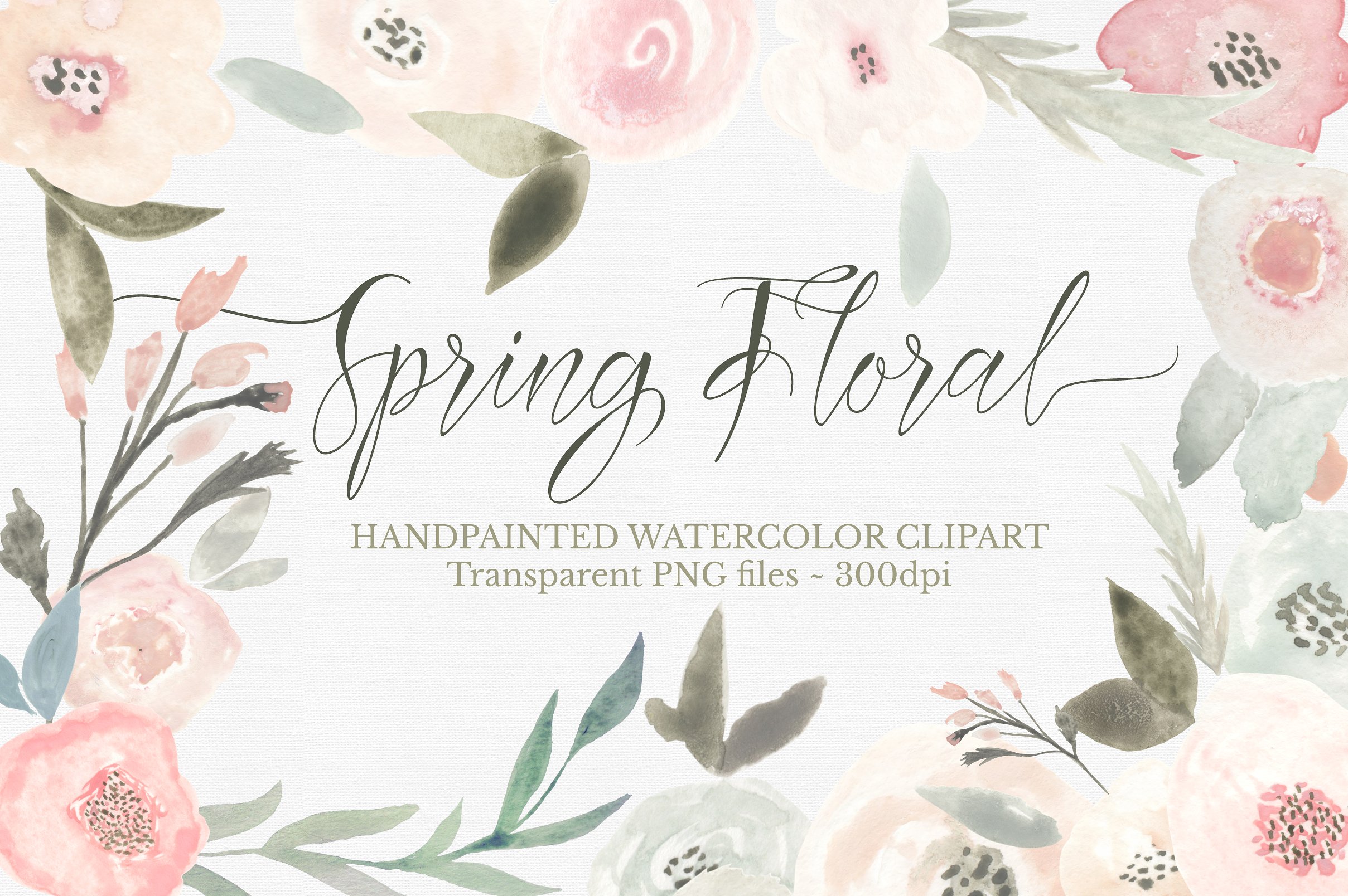 Spring Floral Watercolor Clipa