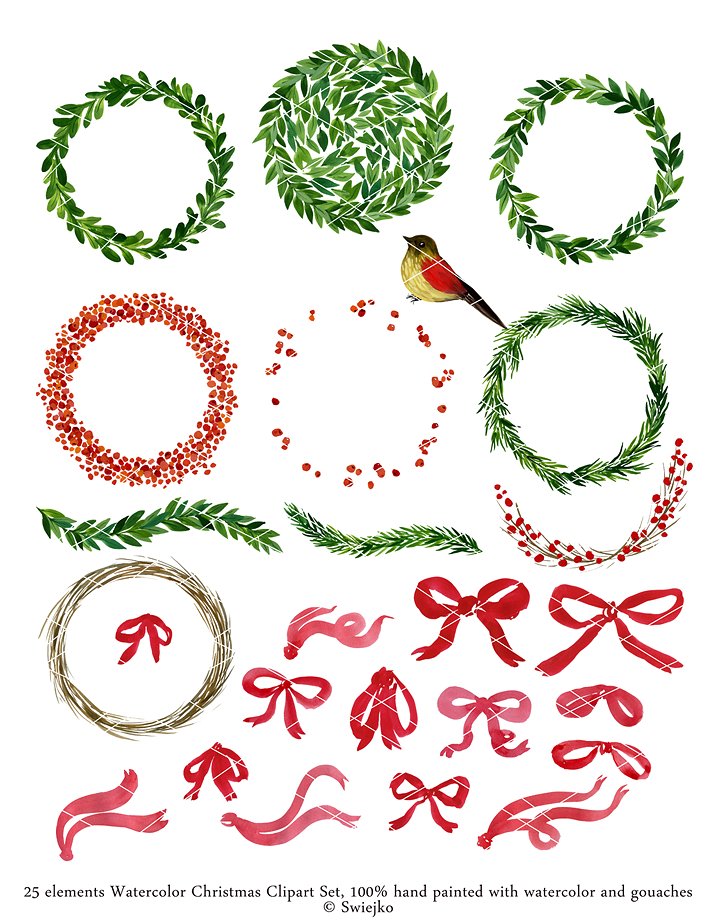 Christmas wreaths clipart