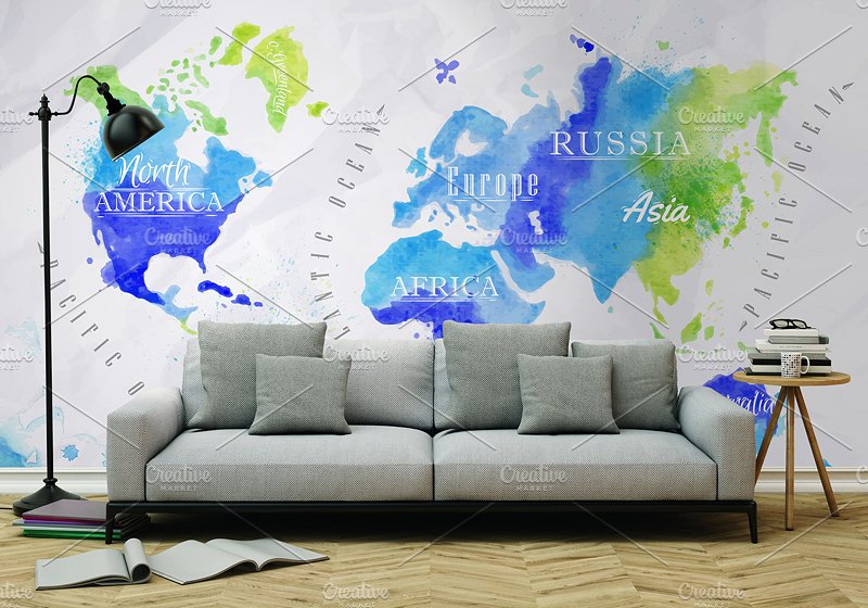 Watercolor world map