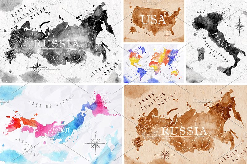 Watercolor world map