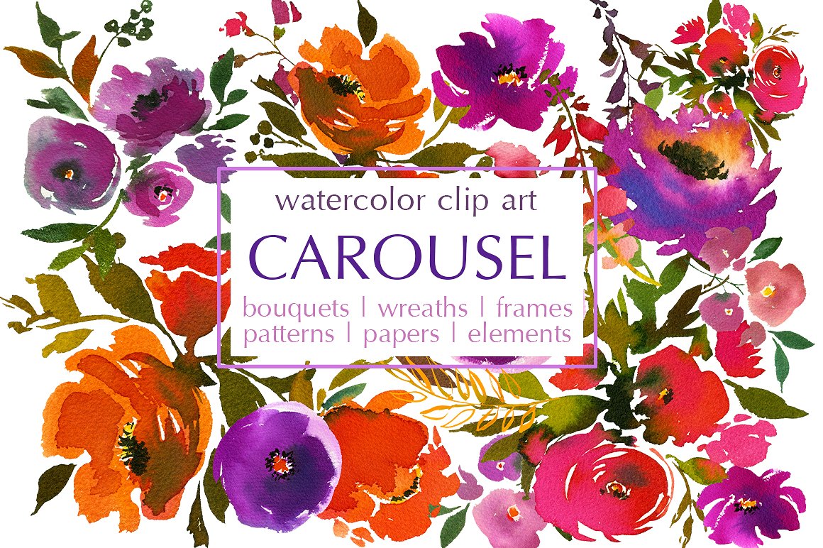 Carousel Watercolor Floral Cli