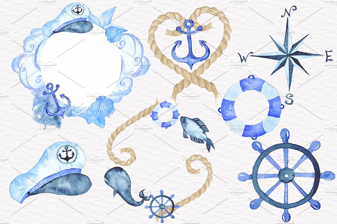 Nautical Watercolor Clipart